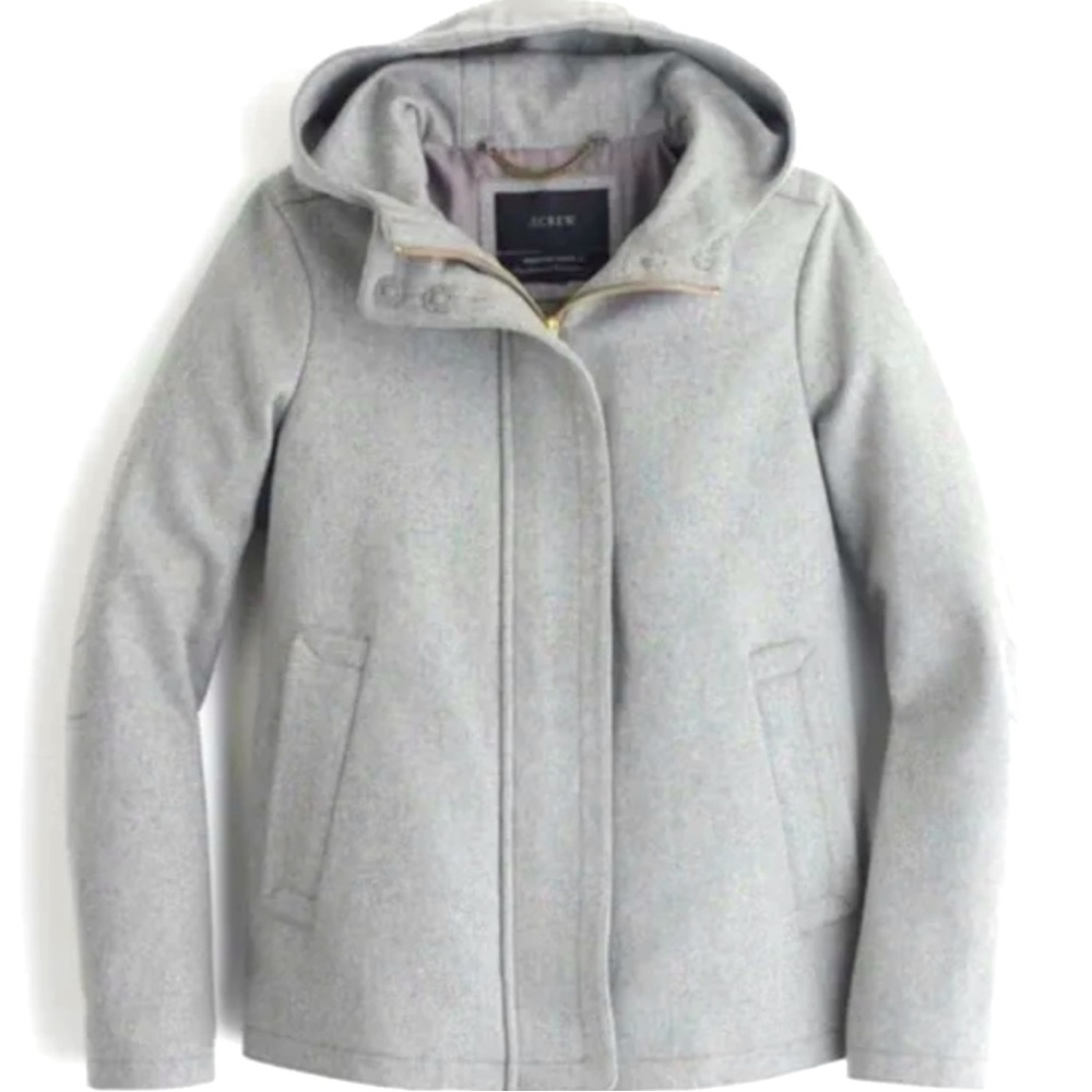 J crew melton wool hooded coat